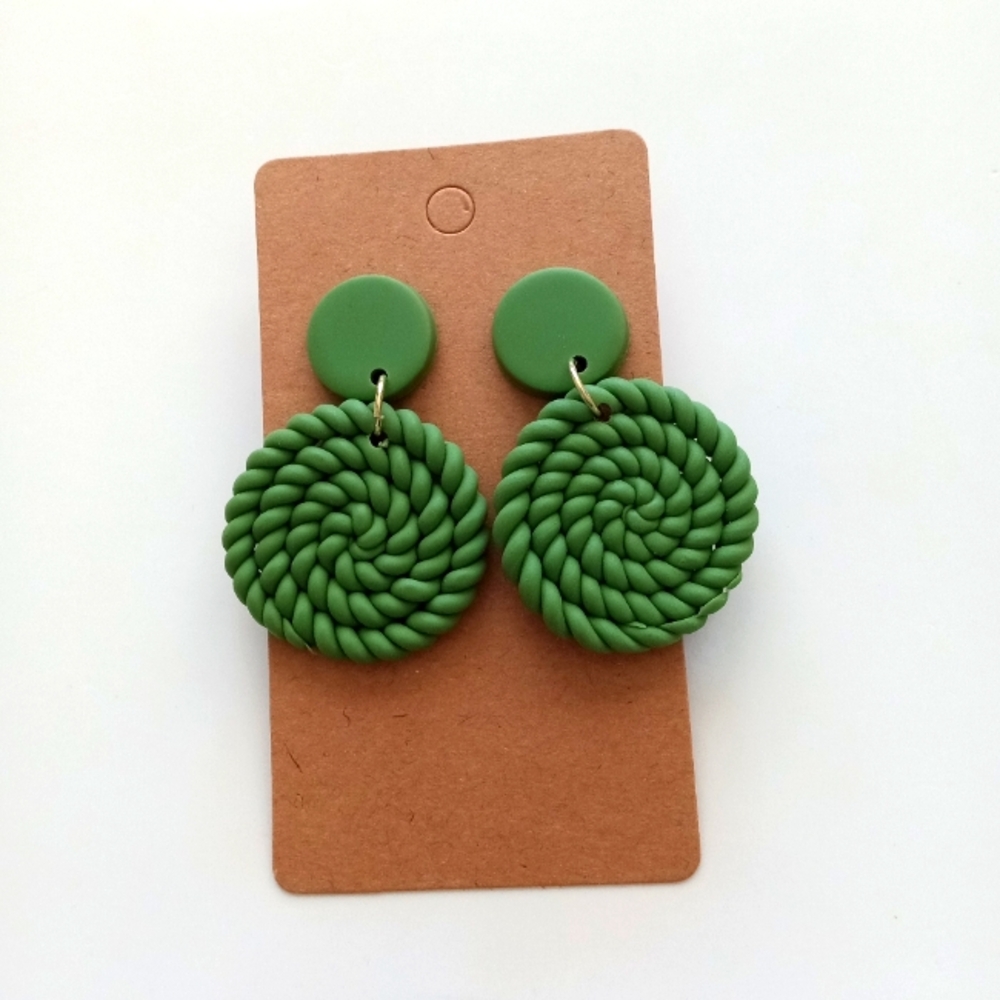 Green Spiral Earrings
